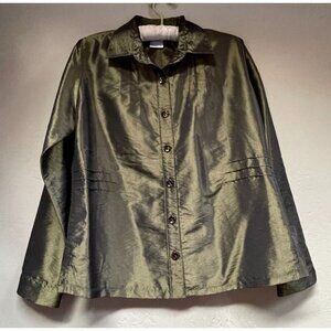 Reuma Sachs Women Button Down Long Sleeve Shirt Top Medium Metallic Brown Casual
